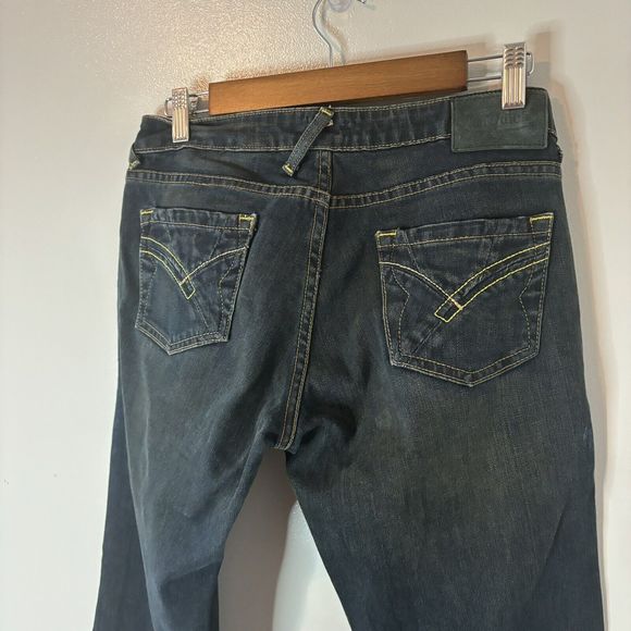 Von Dutch Women’s Wide Flare Jeans Dark Wash Low Rise Denim Pants Size 2… - Picture 6 of 7